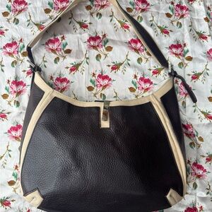 Bally Black and Cream Shoulder Bag with Gold Hardware